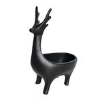 BESPORTBLE Resin Deer Statue Key Storage Bowl Candy Dish Jewelry Earrings Holder Home Living Room Table Decor for Vanity Rings Keys Sundries Use Black