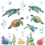 decalmile Sea Turtles Wall Stickers Under The Sea Coral Seaweed Wall Decals Bedroom Bathroom Baby Nursery Wall Decor