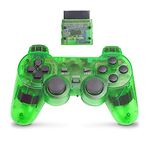 Wireless Controller for PS2 Dual Shock, Gamepad Remote Compatible with Playstation 2 (Clear Green)