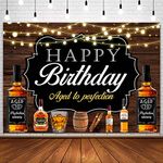 Sensfun Whiskey Birthday Backdrop Aged to Perfection Birthday Party Decorations Cigar Barrel Vintage Wooden Photography Background Whiskey Happy Birthday Banner Supplies Vinyl Photo Booth 7x5ft