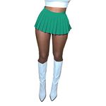 Mini Pleated Skirts for Women Sexy Black Mini Skirt with Slit Womens Girl Y2k Short Cargo Skirt Skater A-line Pleated Skirt (Green, S)