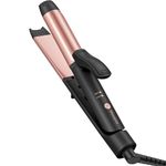 Mooqlizz Dual Voltage Curling Iron, Travel Flat Iron Hair Curler in One for European, 1 1/4 Inch Ceramic Plates with Adjustable Temperature, Travel Size Glove Included, Black