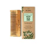 Nat Habit Kacchi Neem Wooden Comb - Soaked In 17 Herbs, Neem & Sesame Oil For Men & Women Daily Styling & Detangling (Fine Tooth Large Size) Pack of 1