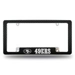 Rico Industries NFL San Francisco 49ers Carbon Fiber 12" x 6" Chrome All Over Automotive License Plate Frame for Car/Truck/SUV