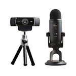 Logitech C922 Pro Stream Webcam, Full HD 1080p Streaming with Tripod and Free 3-month XSplit License - Black + Blue Microphones Yeti USB Microphone, Blackout