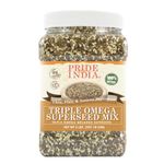 Pride Of India - Triple Omega Superseed Mix - Protein, Fiber, Calcium, Iron, Omega-3, Omega-6, Thiamin Rich Superfood w/Chia Flax & Sesame Seeds, 2 Pound (907.18 gm) Jar