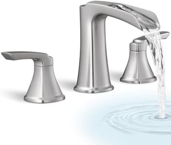 HOIGY 3 Hole Roman Tub Faucet Waterfall Brass Brushed Nickel Bathtub Faucet Set, High Flow 6-16 Inch Deck Mount Faucet for Bathtub, 2 Handle Bath Tub Faucets with Supply Water Hoses for Classic