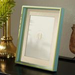 PURE HOME + LIVING Blue and Green Dual Toned Faux Leather Photo Frame