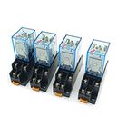 BULUSHI 4 Pcs AC 110/120V 5A Coil Red Indicator Light 35mm DIN Rail DPDT 8Pins Electromagnetic General Purpose Power Relay + Socket Base