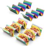 Taco Holder Set of 4 Titanium Plated – Taco Stand for 3 Tacos, Soft Taco Shell Holder, Vibrant Tray for Tacos, Burritos, Nachos & Fajitas – Sturdy & Stylish Design