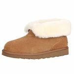 PAMIR Women's Sheepskin Boot Slippers Indoor Outdoor Ankle Booties with Memory Foam, Chestnut, 8