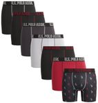 U.S. Polo Assn. Men's Underwear - Ultra Soft Boxer Briefs with Comfort Pouch (7 Pack), Black/Grey/Red, X-Large