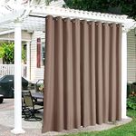 RYB Home Outdoor Curtains Waterproof - Sun Blocking Heat Insulating Curtains for Garage Patio Door Window Screen Porch Pergola, Wide 150 inches x Long 84 inches, 1 Panel, Mocha