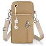 Aucuu Women Crossbody Phone Bag, Nylon Mini Crossbody Shoulder Bag with Detachable Adjustable Straps, Cellphone Purse Armband with Headphone Port for cellphones under 7 inches (Khaki)