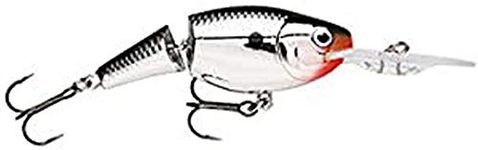 Rapala Jointed Shad Rap Lure with Two No. 3 Hooks, 2.1-4.5 m Swimming Depth, 9 cm Size, Chrome