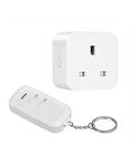 DEWENWILS Remote Control Sockets, 30m/100FT Control Range, Compact Size, 13A/3120W Programmable Heavy Duty Wireless Light Switch with Keyring, CE&RoHS Listed, 1 Remote+1 Socket White