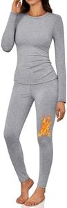 LILLUSORY Womens Long Johns Thermal Underwear Set Grey Malange M