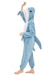 NEWCOSPLAY Unisex Onesie Adult Animal Pajamas Adult Plush One Piece Cosplay Costume(Medium, Shark), Shark, Medium