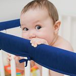 WYSWYG Cot Teething Rail 3-Piece Set, Crib Rail Cover Protection of Teething Baby,100% ‎‎Polyester Cot Rail Protectors to Safely Front Rails of Cribs,Blue