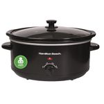 Hamilton Beach 6.5L Family Favourite Slow Cooker, 240W Energy-Efficient Design, Removable Oven-Safe Ceramic Bowl, 3 Heat Settings, Serves 6-8 People, Easy Clean, Black - HBSC070B