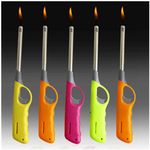 Defence Line Pack of 5 Refillable Safety Gas Candle BBQ Fire Lighter Plastic 27 cm Colour - Limited Edition