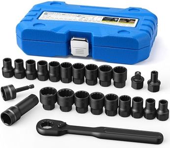 ZOMIYU 3/8-Inch Pass Through Socket Set, 24-Piece SAE & Metric 12-Point Go-Thru Sockets with 2-in-1 Ratchet (72-Tooth), Adapter, Extension Bar & Sturdy Case, CR-V Steel
