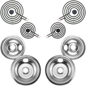 Silver Burner Drip Pans 316048414(6")316048413(8") and Electric Stove Burner Replacement MP15YA(6") MP21YA(8") Compatible for Frigi-daire Ken-more Cro-sley etc Electric Stove by MIFLUS