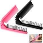 Ouligay 2Pcs Folding Hair Brush Small Pocket Comb Mini Travel Hair Brush Double Headed Travel Hair Combs Anti-Static Portable Folding Hair Comb for Women Men