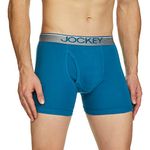 Jockey Men's Super Combed Cotton rib fabric Boxer Briefs with Front Fly, Ultrasoft and Durable waistband 8009_Blue Saphire_XXL