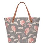 The Purple Tree Oversized Tote Bag For Women, Grey Floral Tote Bags for Women with Zip, College Bag for Girls, Tote Bag for Traveling & Daily Use, Gifts for Women, Large Capacity Handbag