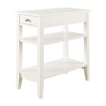 Convenience Concepts 3-Tier End Table with Drawer, Engineered Wood Solid Rubberwood, White