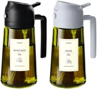 TrendPlain - Original 16oz/470ml Olive Oil Dispenser Bottle for Kitchen Gadgets and Air Fryer Accessories - Olive Oil Sprayer for Cooking w/Stickers - Black&Ash