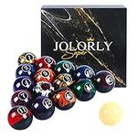 JOLORLY Dark Marble-Swirl Billiard Balls AAA-Grade, Complete Set of 16 Pool Balls, 2-1/4" Regulation Size and Weight Professional Tournament Pool Table Balls
