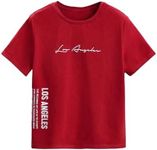 Floerns Boy's Slogan Print Round Neck Casual Short Sleeve Tee Shirt Red 8Y