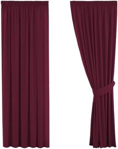 Pencil Pleat Blackout Window Curtains Drapes for Light Blocking & Noise Reducting Nursery Curtain Blinds for Kids - Burgundy,66" Width x 72" Drop, Set of 2 pieces