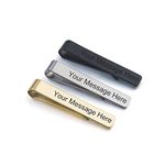 Personalized Men's Tie Clip, Classic Neck Tie Bar Pinch Engraved Necktie Wedding Business Tie Pin Clip, Gift for Dad Friends (Black)