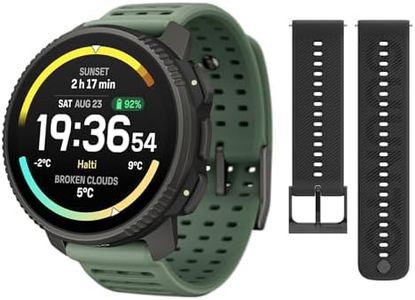 SUUNTO Vertical 2 GPS Sport Watch with 1.5” AMOLED Touchscreen, Titanium Sage & SUUNTO 22 ATH6 Silicone Strap All Black S+M
