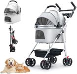 Siairo 3-in-1 Foldable Pet Stroller 20KG - Detachable Carrier Car Seat, Indoor Outdoor Dog Cat Stroller for Small Medium Pets,Storage Basket,Storage Bag and Food Tray