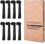 ecoELEMENT Compatible Oral B Black Replacement Heads for Adults Aged 16+, Pack of 8 Recyclable Charcoal Brush Heads for Oral Hygiene, Black