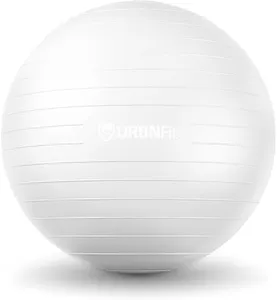 URBNFit Exercise Ball - Yoga Ball in Multiple Sizes for Yoga, Pilates, Pregnancy, Stability - Anti-Burst Swiss Balance Ball w/Quick Pump – Office Ball Chair for Home and Gym – 26 Inch - White