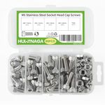 HUWINAGA 80 PCS M6 Socket Head Cap Bolts Screws and Nuts Assortment Kit,304 Stainless Steel 18-8, Allen Hex Drive,Full Thread, Bright Finish,10/12/16/20mm