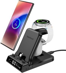 SwanScout Charging Station for Samsung, Foldable 25W 3 in 1 Super Fast Charging Dock Stand for Galaxy S23 Ultra/S22/S21/Z Flip 5/Z Fold 5/A54/A14/Buds, Charger for Samsung Galaxy Watch 6/5/4/3