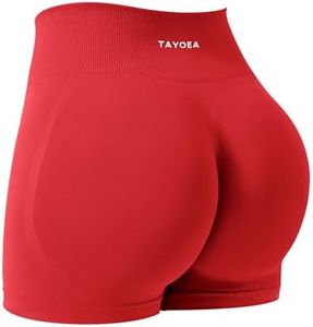TAYOEA Workout Shorts Women Scrunch Butt Booty Lifting Seamless Biker Shorts for Gym Athletic Yoga Red,XL