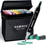 Dual Tip Colorful Art Markers Sketch Pens 30 Colours with Carrying Case for Painting Sketching Calligraphy Drawing - Twin Head Permanent Colouring Marker Pens for Kids Adult