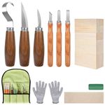 NICEJOOE 19PCS Wood Carving Tools Set for Beginners Kids Adults - Wood Whittling Kit with 8PCS Basswood Carving Blocks Wood Whittling Kit Set Include Whittling Knife, Gloves, Roll Bag, Sharpener