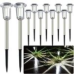 hixyer Bright Solar Pathway Lights Outdoor 10 Pack, Upgraded Solar Lights Up to 12 Hours LED Landscape Lighting Waterproof Decorative for Garden Ground Lawn Yard Walkway (Cold White)