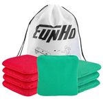 EunHo Cornhole Bean Bags Set of 8 Weather Resistant & Regulation Professional Size/Weight for Cornhole Games with Carry Bag（Red/Green）