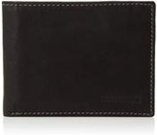 Steve Madden Men's Leather Rfid Extra Capacity Attached Flip Pocket Wallet, Black/Antique, One Size