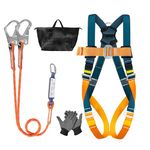 Full-Body Safety Harness with Energy Absorber, 1.8m Dual Lanyards & Alloy Steel Large Hooks, Adjustable, 140kg Max Load, EN 361/354/355, Fall Protection for Men Roofing, Climbing & Working at Height