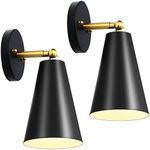 haultop Wall Sconces Set of Two, Hardwired Wall Sconce 180°Adjustable, Matte Black Wall Sconces, Modern Sconces for Bedroom,Foyer, Gallery Wall, Kitchen, Entryway Sconce